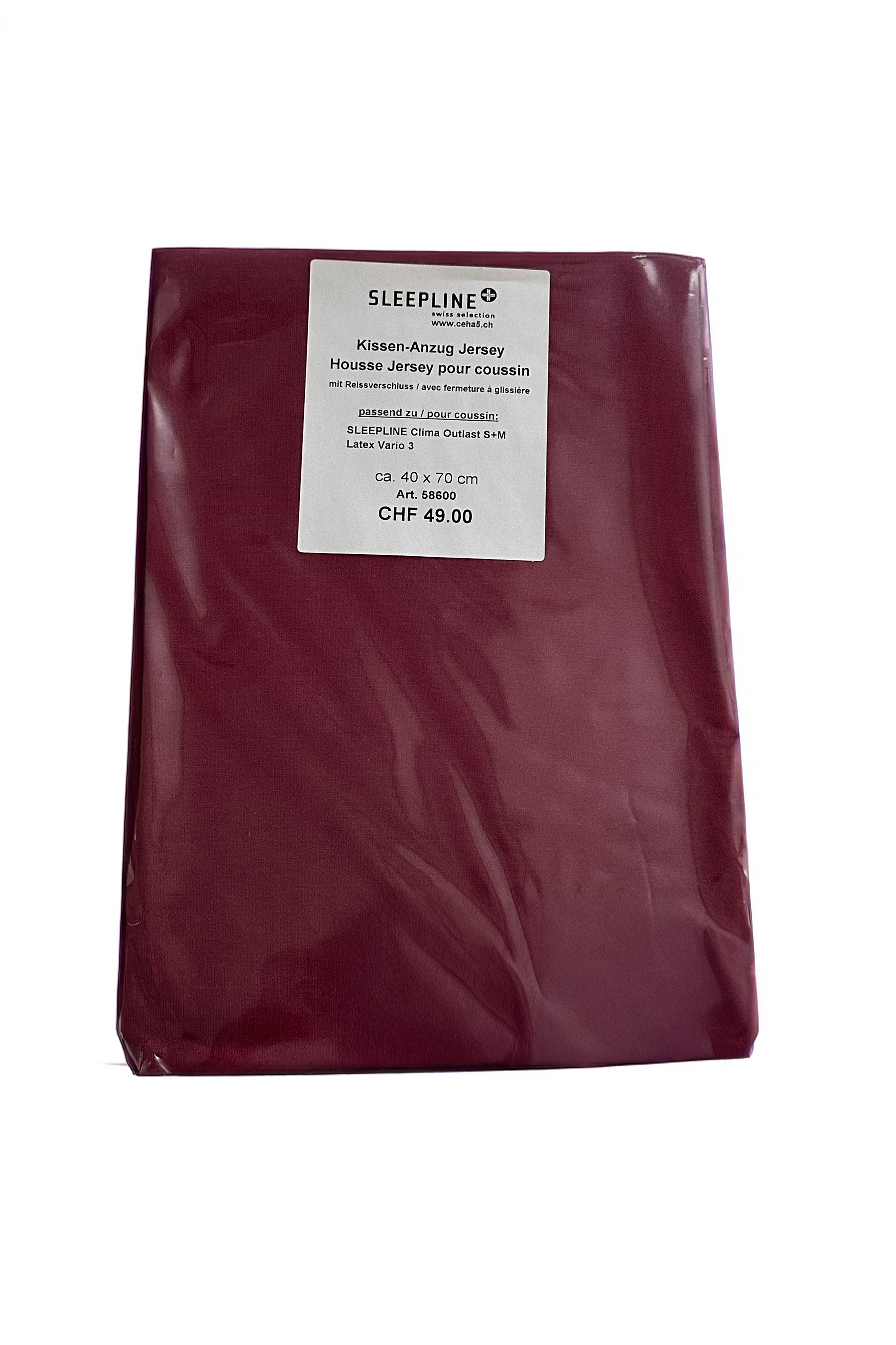 SLEEPLINE KISSEN-ANZUG Jersey-Stretch – Kissenbezug 40x70cm mit Reissverschluss