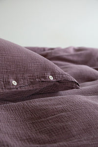 Musselin Bettwäsche Uni Jula aubergine
