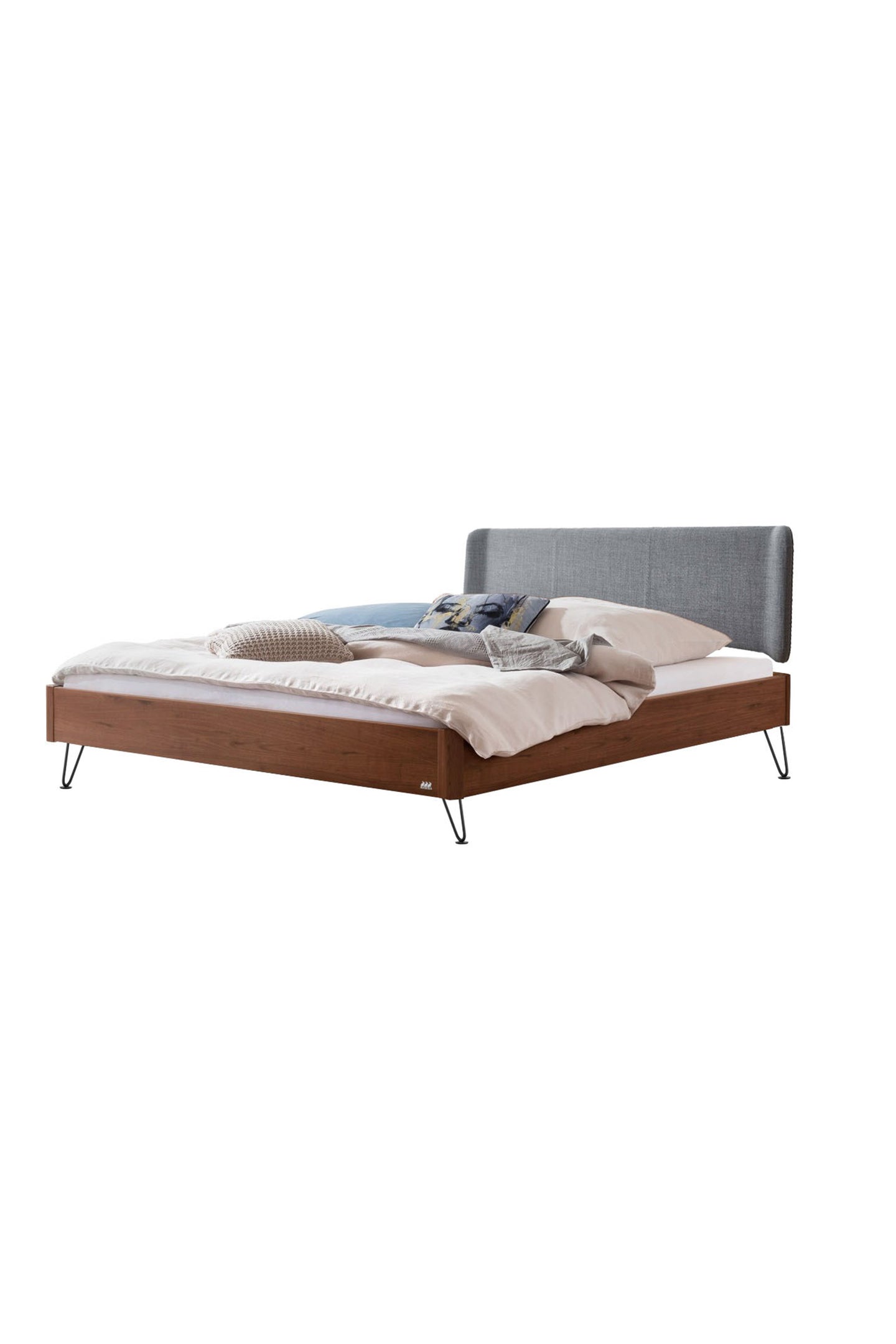 Modernes Hasena Bett Lounge 18 in edlem Nussbaum mit komfortabler Matratze – stilvolles Design für erholsamen Schlaf
