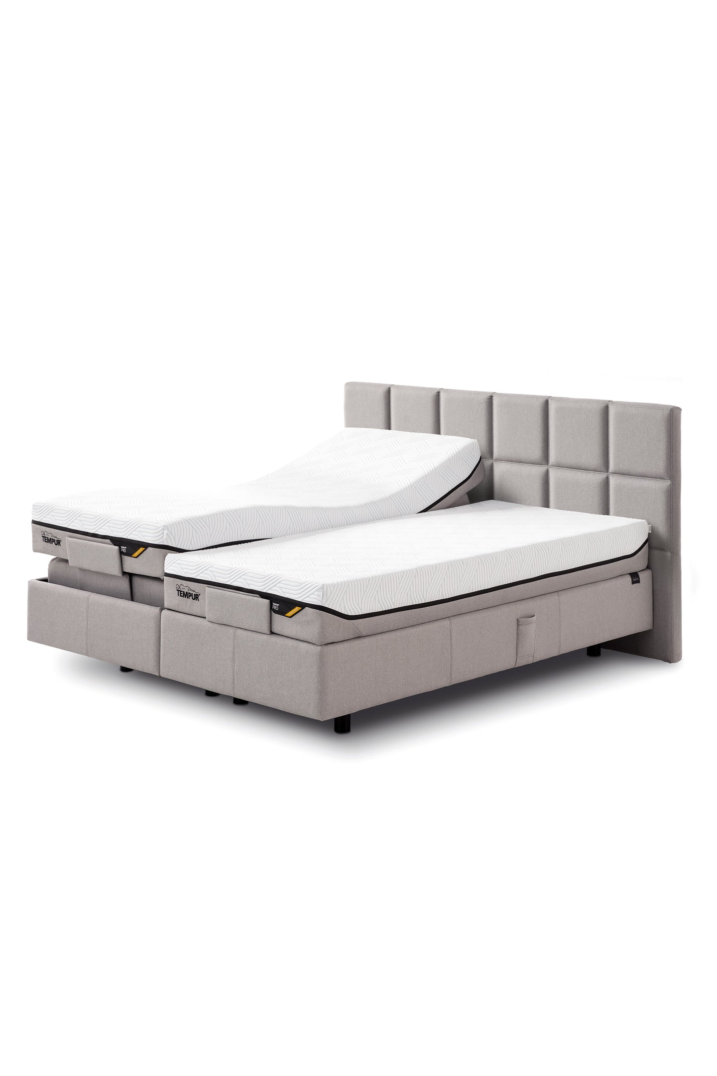 Classic Boxspringbett Ash Grey Stoff Adjustable mit getrennten Matratzen