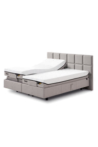 Classic Boxspringbett Ash Grey Stoff Adjustable mit getrennten Matratzen