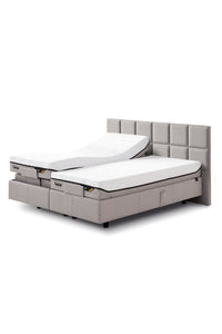 Classic Boxspringbett Ash Grey Stoff Adjustable mit getrennten Matratzen
