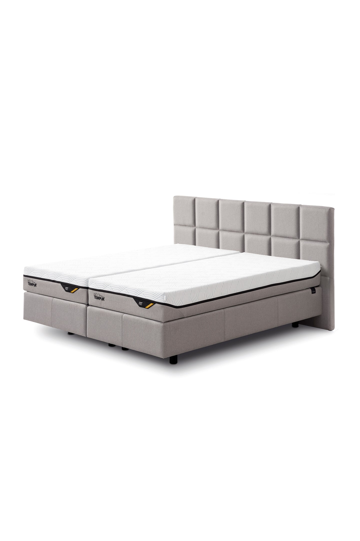 Classic Boxspringbett Ash Grey Stoff Flat getrennt mit Matratzen