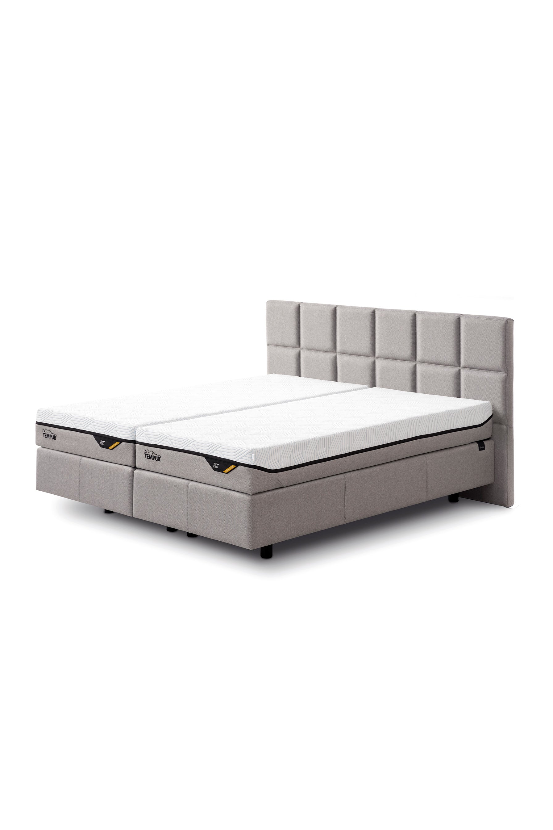 Classic Boxspringbett Ash Grey Stoff Flat getrennt mit Matratzen