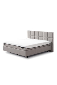 Classic Boxspringbett Ash Grey Stoff Flat mit durchgehender Matratze